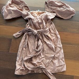 Brown Tie Front Wrap Mini Dress